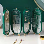 Foldable Mirror Jewelry Storage Box | Elegant Display Case with ABS Electroplated Base