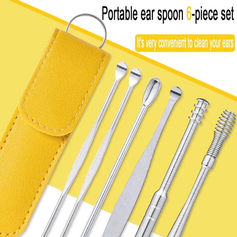 🦻 6-in-1 Stainless Steel Ear Cleaning Kit | Safe Ear Wax Removal Tool Set