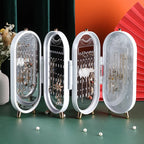 Foldable Mirror Jewelry Storage Box | Elegant Display Case with ABS Electroplated Base