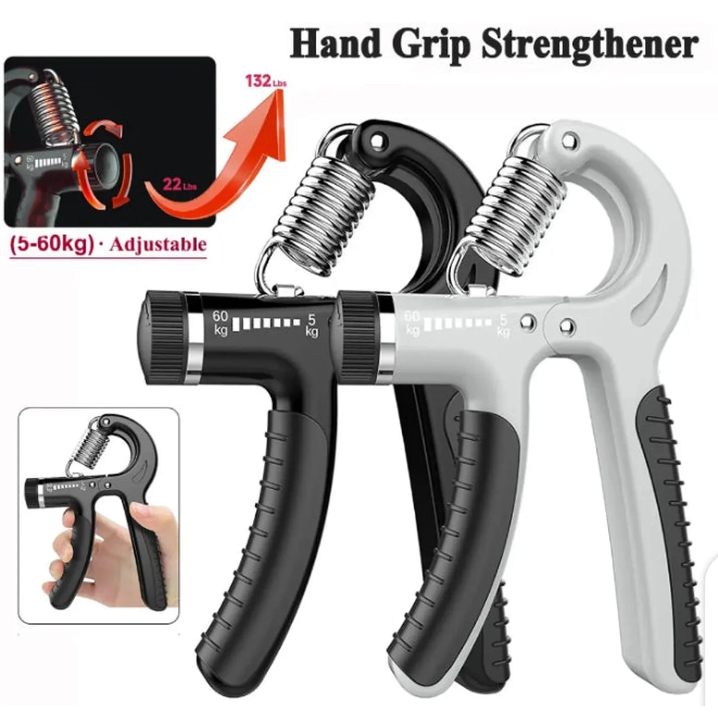 Adjustable Grip Strength Trainer 5-60kg | Hand Grip Strengthener for Men & Women