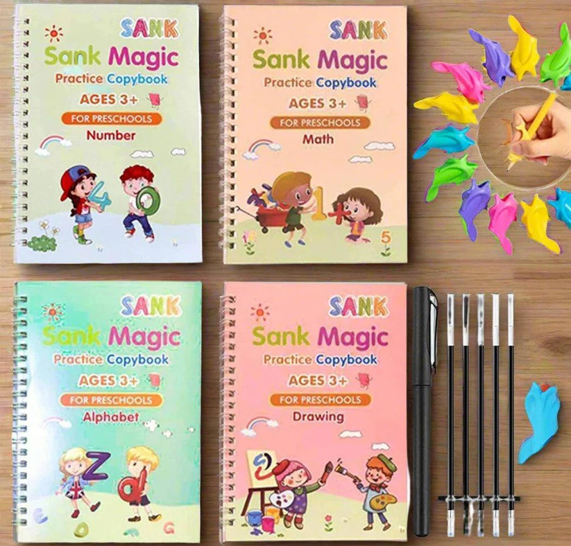 Sank Magic Practice Book for Kids (4 BOOKS+10 INK REFILL)